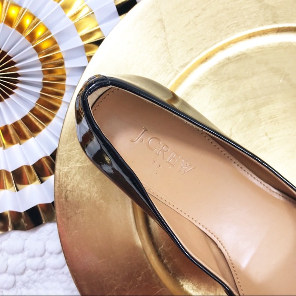 J. Crew Janey Flats Black Patent Leather Gold Heel - Picture 3 of 7